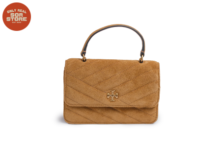  Tory Burch Mini Kira Suede Chevron Top Handle Chain Wallet - 4863336