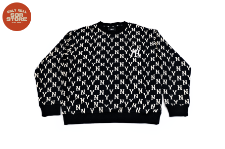 MLB Sweater Long Sleeve Crew Neck Full Side Monogram Overfit Black - 3AKPM0126-50BKS
